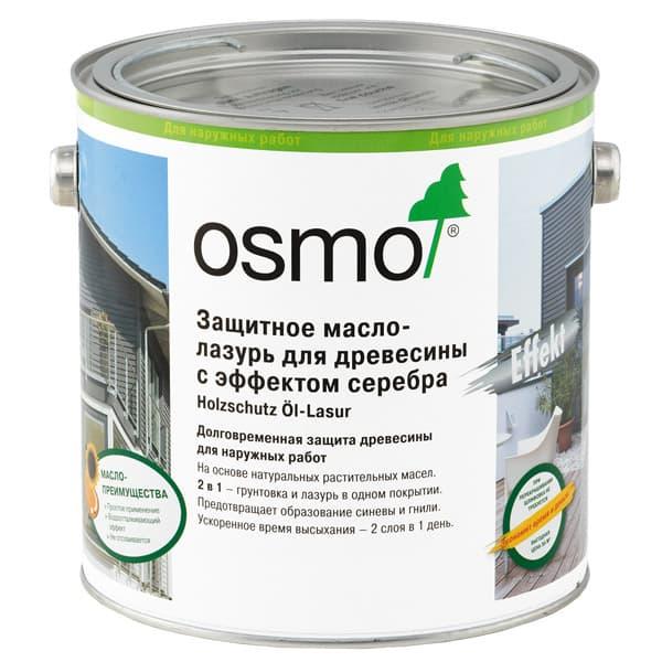 Osmo (Germany), Защитное масло-лазурь для древесины с эффектом серебра Holzschutz Öl-Lasur 1143 Оникс серебро (2,5 л)