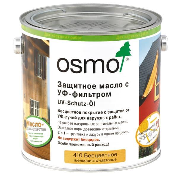 Osmo (Germany), Защитное масло с УФ-фильтром UV-Schutz-ÖL для наружных работ, без биоцидов 410 Бесцветное (0,75 л)